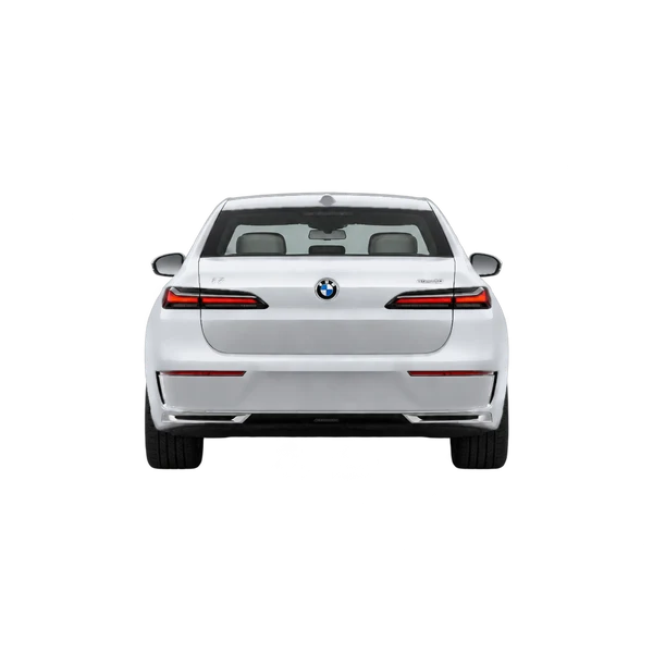 BMW I7 Edrive50 2026 prata, vista traseira
