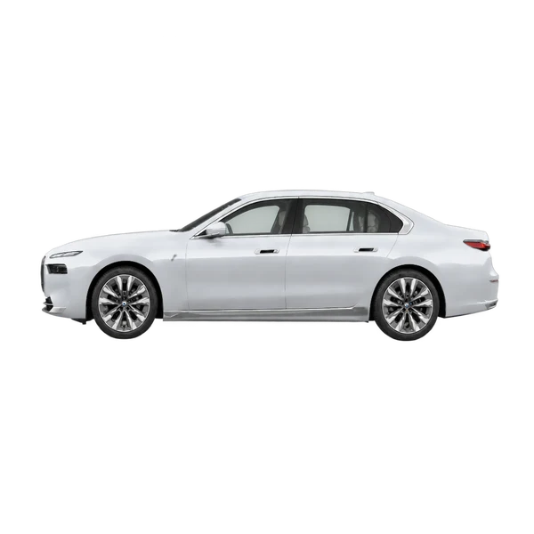 BMW I7 Edrive50 2026 prata, vista lateral (voltada para a esquerda)
