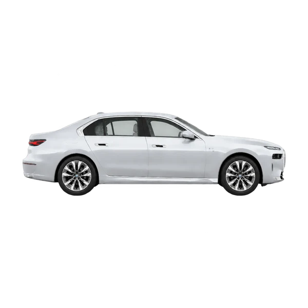 BMW I7 Edrive50 2026 prata, vista lateral (voltada para a direita)