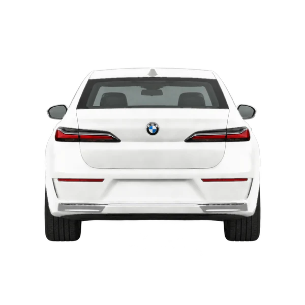 2023 BMW i7 in weiß, Ansicht: Heck