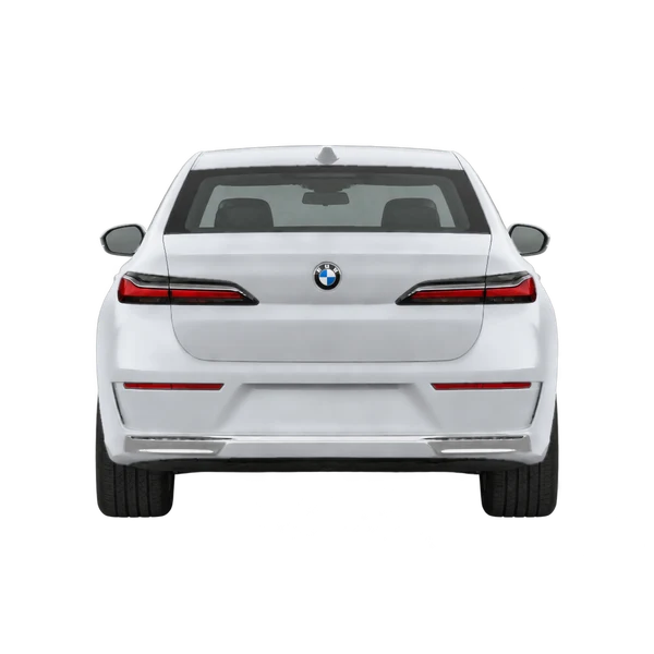 BMW i7 2027 prata, vista traseira