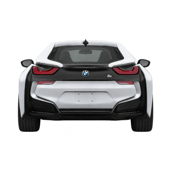 BMW i8 2015 prata, vista traseira