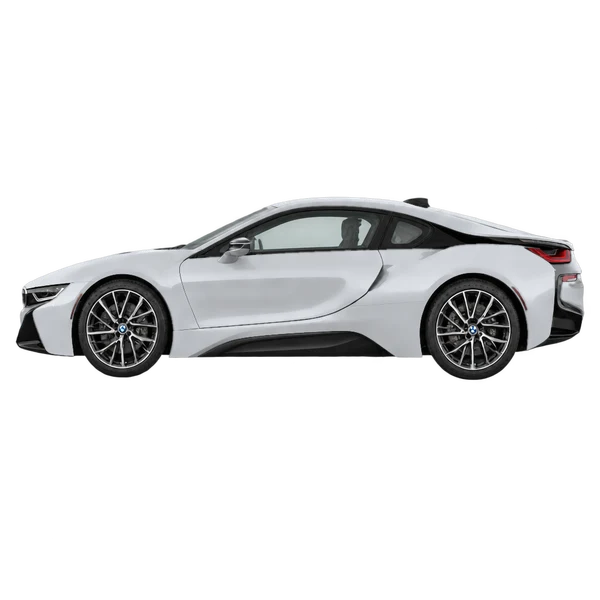 BMW i8 2015 prata, vista lateral (voltada para a esquerda)