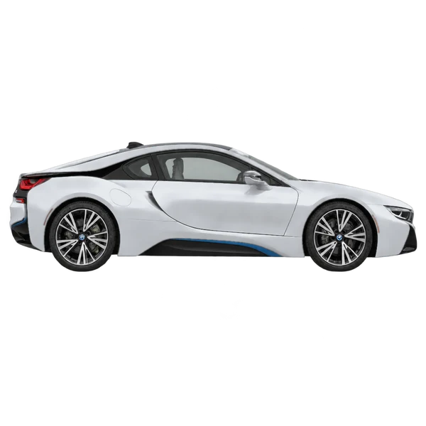 2016 BMW i8 in Silber, Ansicht: Seite (nach rechts gewandt)