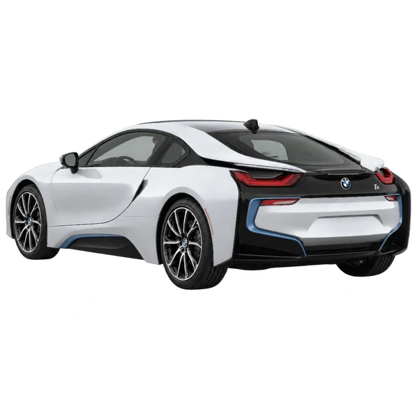 BMW i8 2017 prata, vista três quartos traseira (voltada para a esquerda)