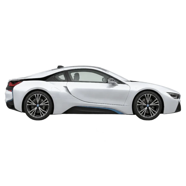 BMW i8 2019 باللون فضي، منظر منظر جانبي (باتجاه اليمين)