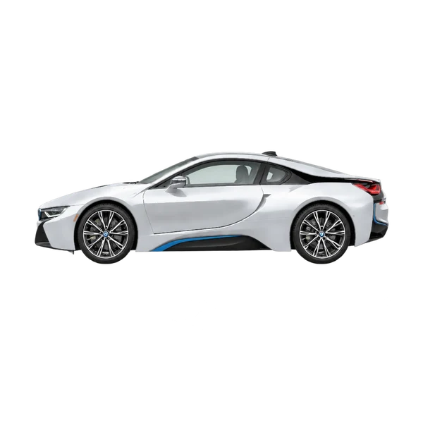 BMW i8 2020 prata, vista lateral (voltada para a esquerda)