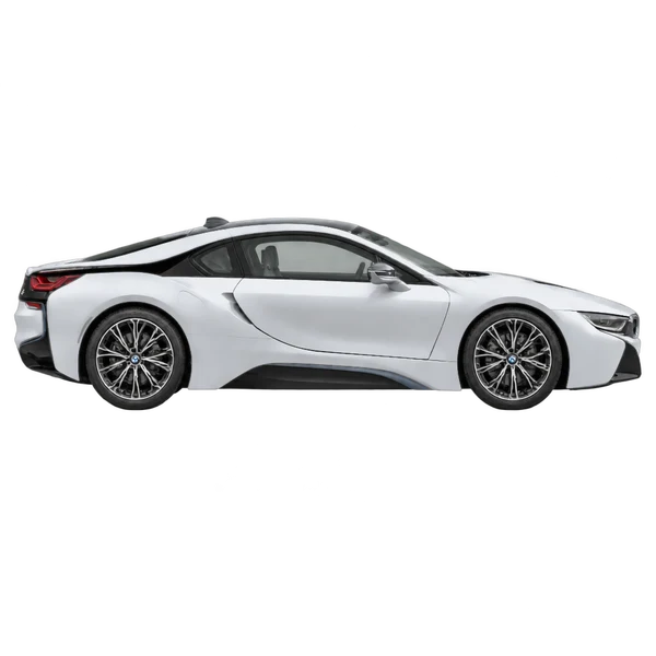 BMW i8 2020 prata, vista lateral (voltada para a direita)