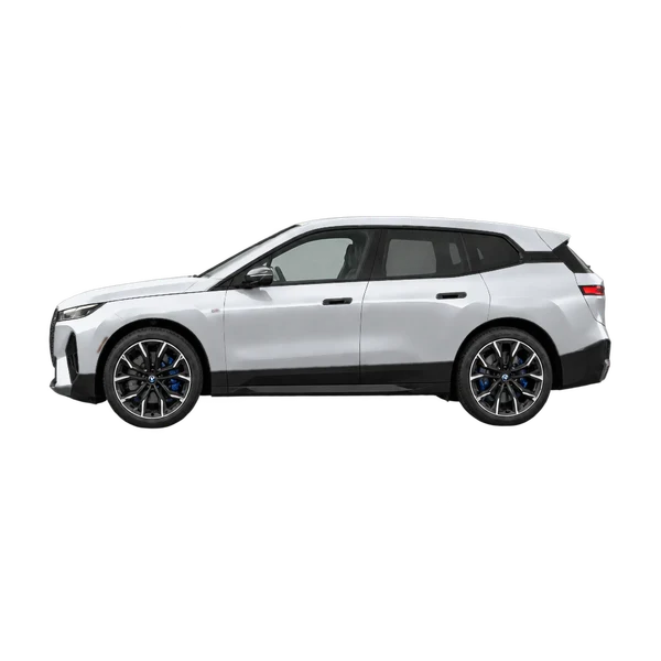 BMW IX M70 Xdrive 2026 argent, vue côté (vers la gauche)
