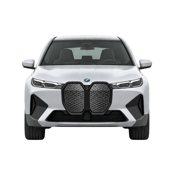 BMW iX 2027 باللون فضي، منظر أمامي