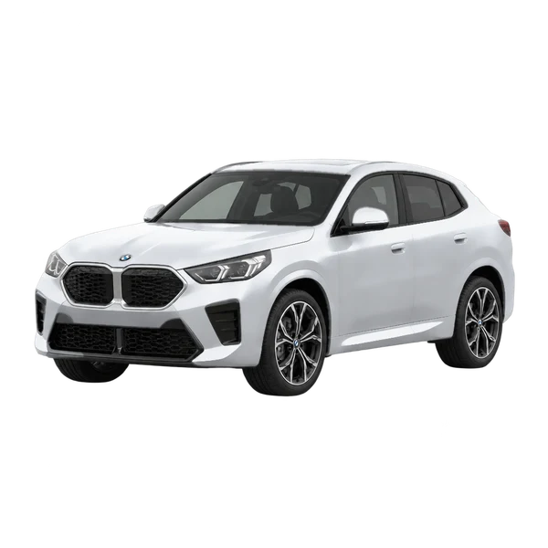 シルバーの2024 BMW IX2（フロントスリークォーター(左向き)ビュー）