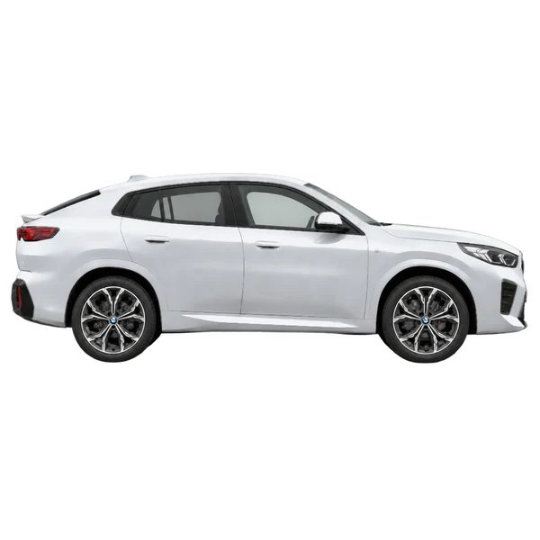 シルバーの2024 BMW IX2（側面（右向き）ビュー）
