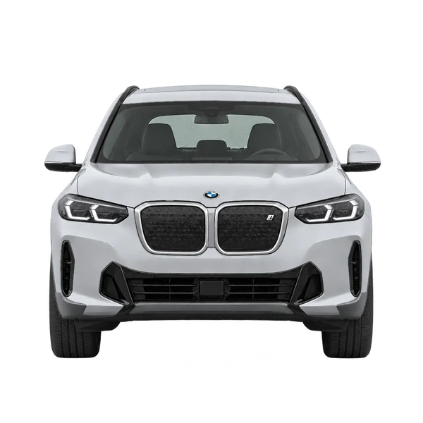 BMW IX3 50 Xdrive 2026 باللون فضي، منظر أمامي