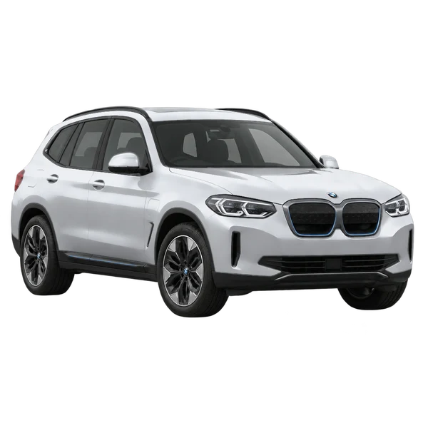 2021 BMW IX3 in Silber, Ansicht: Dreiviertelansicht vorne (nach links gerichtet)