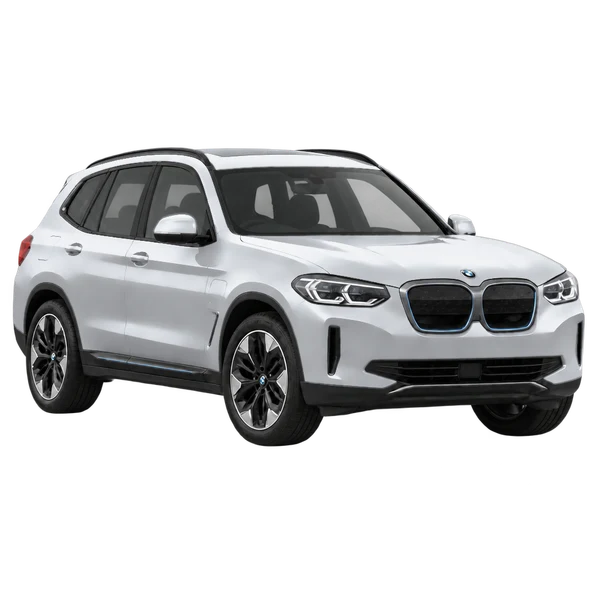 シルバーの2022 BMW IX3(フロントスリークォーター(右向き)ビュー)