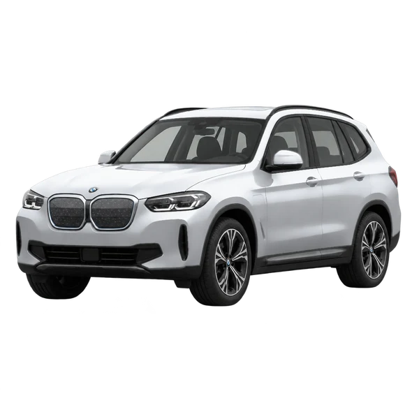 2025 BMW IX3 in Silber, Ansicht: Dreiviertelansicht vorne (nach links gerichtet)