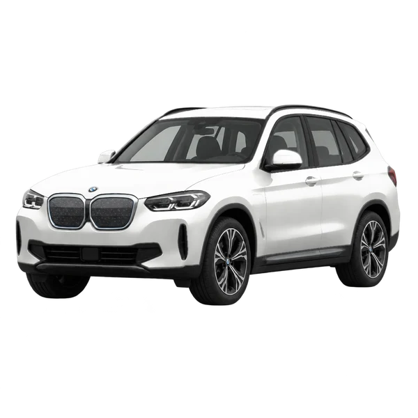 2025 BMW IX3 in weiß, Ansicht: Dreiviertelansicht vorne (nach links gerichtet)