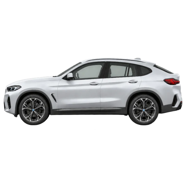 BMW iX4 2027 argent, vue côté (vers la gauche)