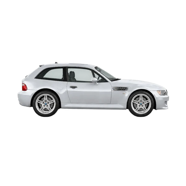 BMW M Coupe 2008 prata, vista lateral (voltada para a direita)