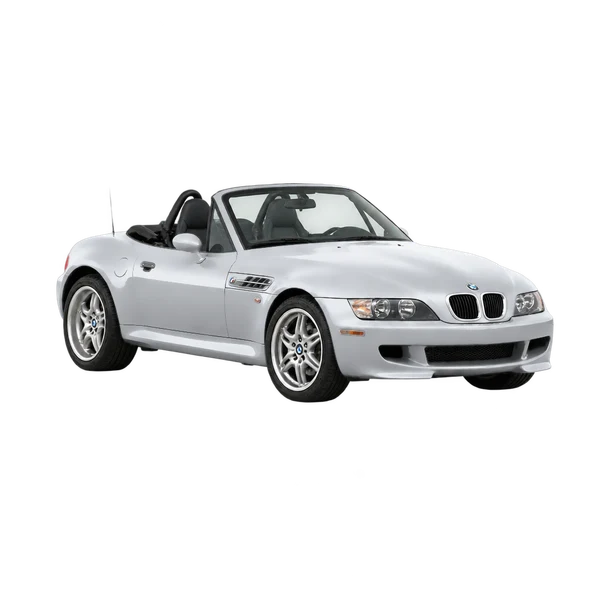 BMW M Roadster 2003 prata, vista dianteira em três quartos (voltada para a esquerda)