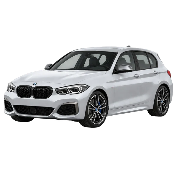 BMW M135I 2019 prata, vista dianteira em três quartos (voltada para a esquerda)