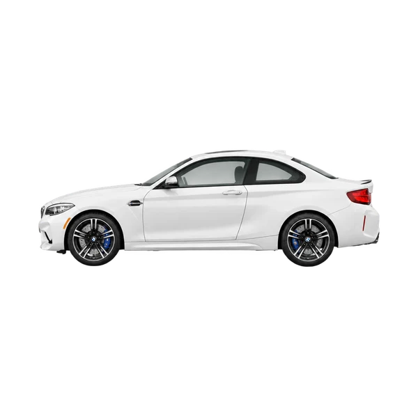 BMW M2 2015 باللون أبيض، منظر جانبي (متجه إلى اليسار)
