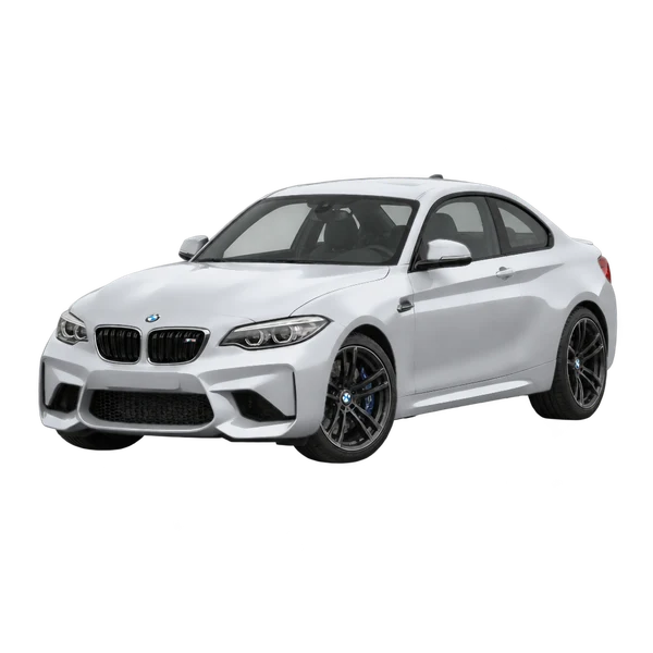 BMW M2 2016 باللون فضي، منظر منظر أمامي بزاوية ثلاثة أرباع (متجه لليسار)