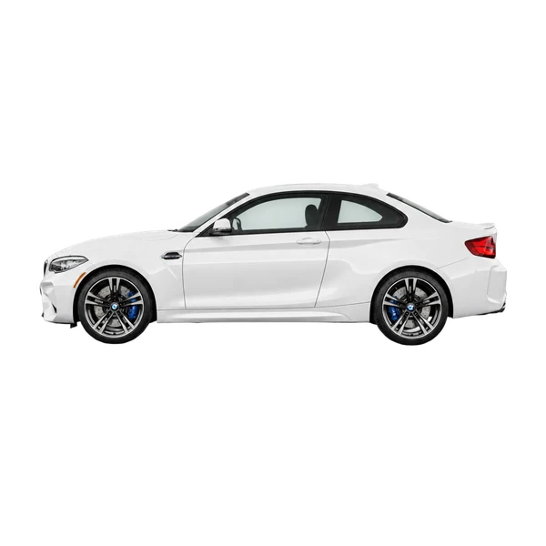 BMW M2 2016 باللون أبيض، منظر جانبي (متجه إلى اليسار)