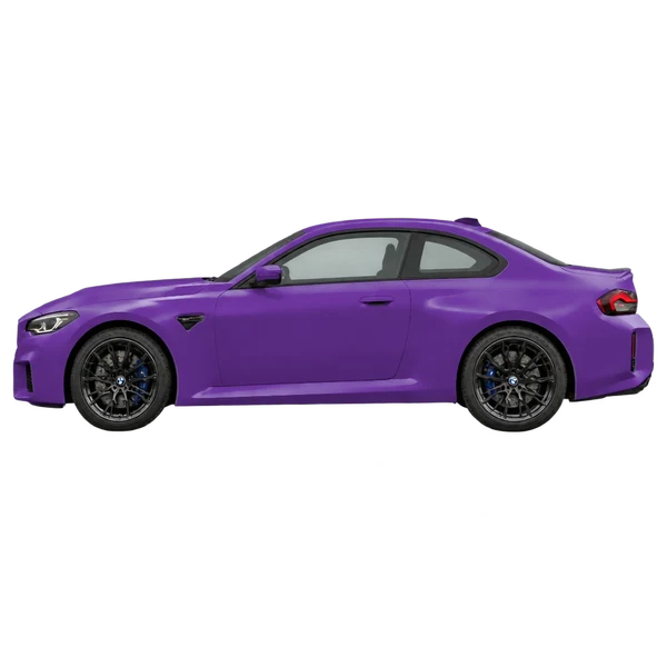 BMW M2 2025 roxo, vista lateral (voltada para a esquerda)