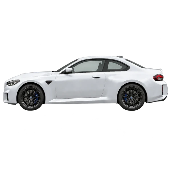 BMW M2 2025 prata, vista lateral (voltada para a esquerda)