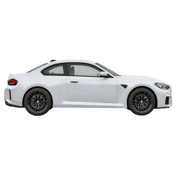 2026 BMW M2 in Silber, Ansicht: Seite (nach rechts gewandt)