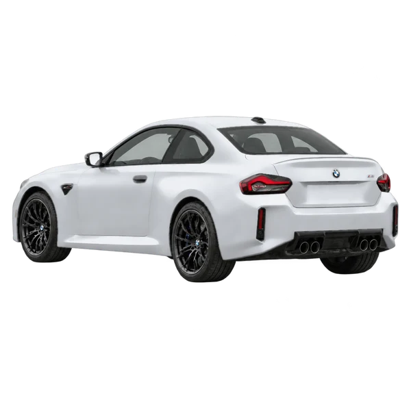 silver 2027 BMW M2 rear three-quarter (facing left) view