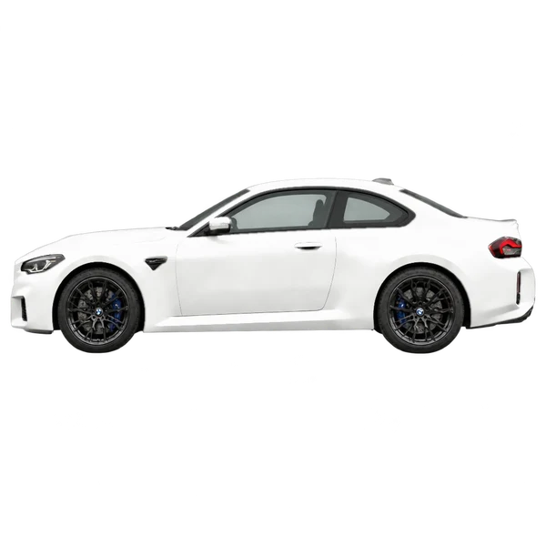 white 2027 BMW M2 side (facing left) view