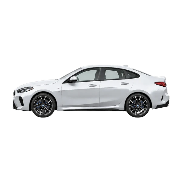 BMW M235 Xdrive 2026 prata, vista lateral (voltada para a esquerda)