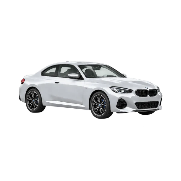 silver 2027 BMW M235 front three-quarter (facing right) view
