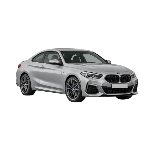 2021 BMW M235i in Silber, Ansicht: Dreiviertelansicht vorne (nach links gerichtet)