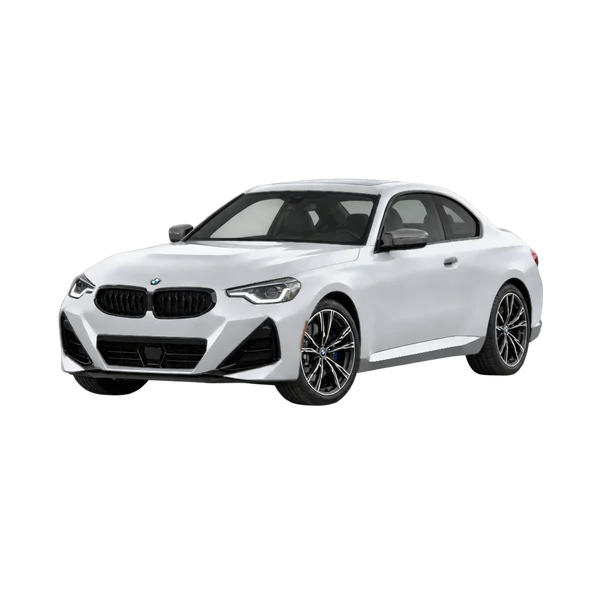 2023 BMW M240i in Silber, Ansicht: Dreiviertelansicht vorne (nach links gerichtet)