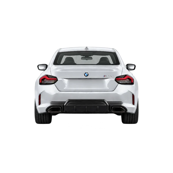 BMW M240i 2025 باللون فضي، منظر من الخلف
