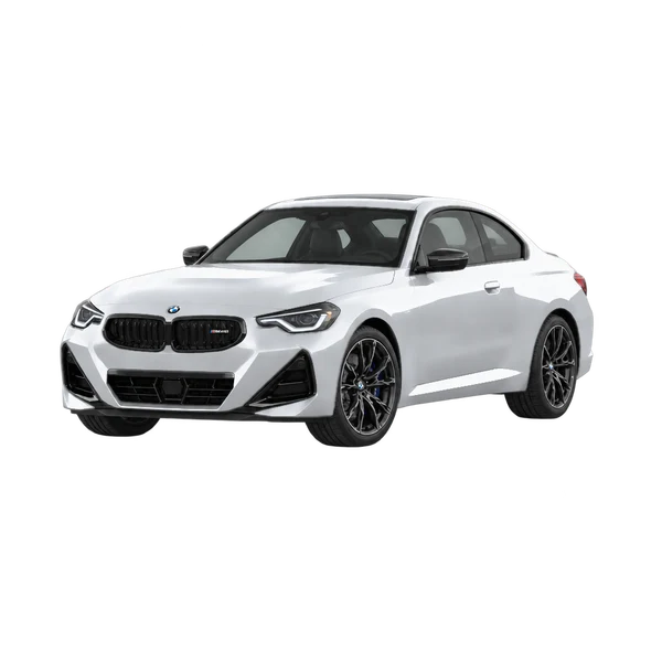 silver 2027 BMW M240i front three-quarter (facing left) view