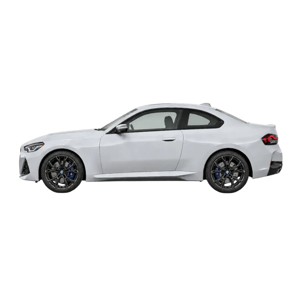 BMW M240i 2027 en plateado, vista lateral (mirando a la izquierda)