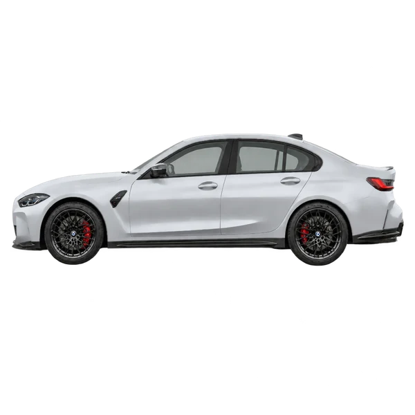 BMW M3 Competition 2021 prata, vista lateral (voltada para a esquerda)