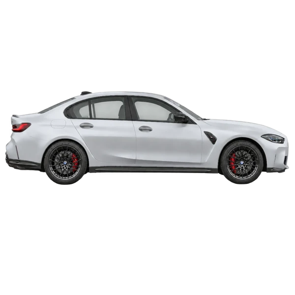 BMW M3 Competition 2021 prata, vista lateral (voltada para a direita)