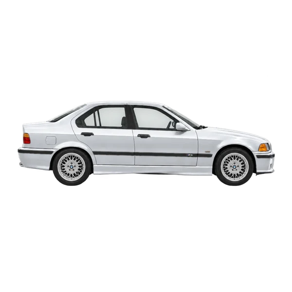 BMW M3 Sedan 1995 en plateado, vista lateral (hacia la derecha)