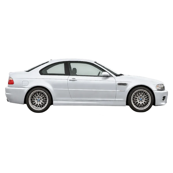 BMW M3 2003 باللون فضي، منظر منظر جانبي (باتجاه اليمين)