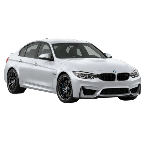 2019 BMW M3 in Silber, Ansicht: Dreiviertelansicht vorne (nach links gerichtet)
