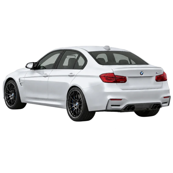 2019 BMW M3 in Silber, Ansicht: Dreiviertelansicht von hinten (nach links gerichtet)