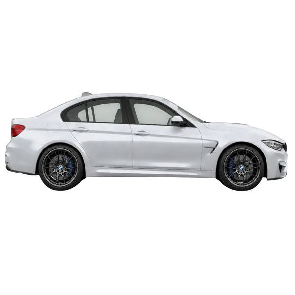 2019 BMW M3 in Silber, Ansicht: Seite (nach rechts gewandt)