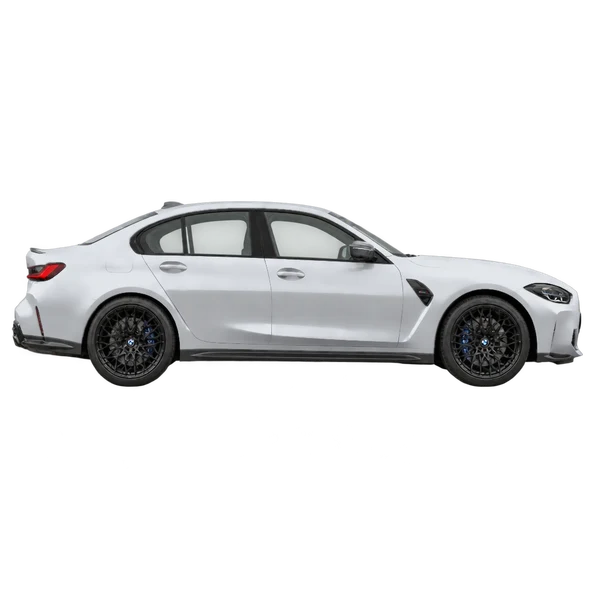 2020 BMW M3 in Silber, Ansicht: Seite (nach rechts gewandt)