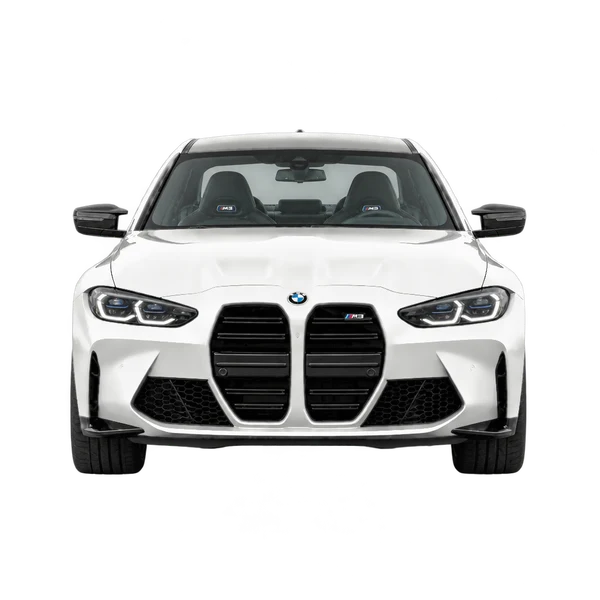 BMW M3 2025 باللون أبيض، منظر أمامي