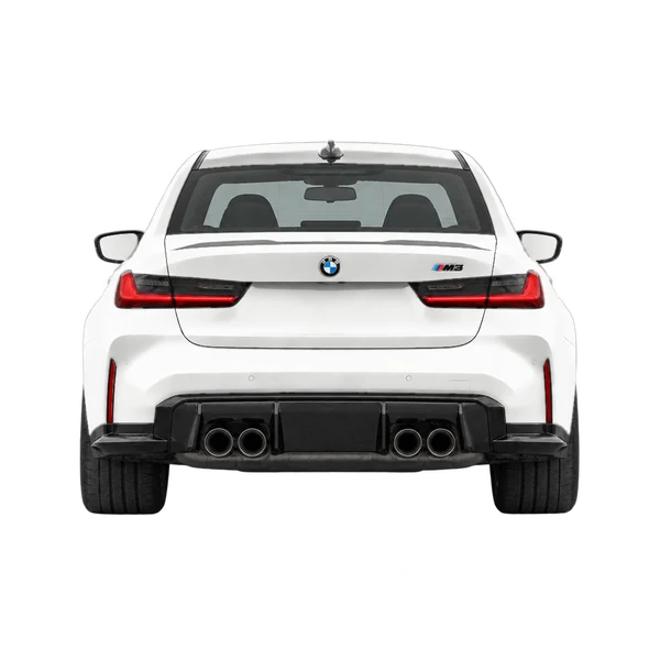 BMW M3 2026 en blanco, vista trasera